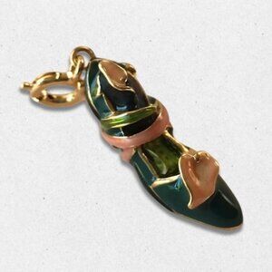 Vintage Kenneth Jay Lane Shoe Charm Pendant Heart Shaped Embellishment Green OS